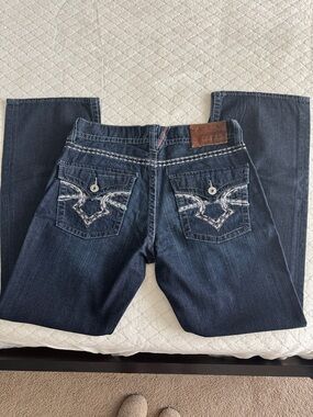 Big Star Dark Blue Boot Cut Jeans with Embroidered Pockets